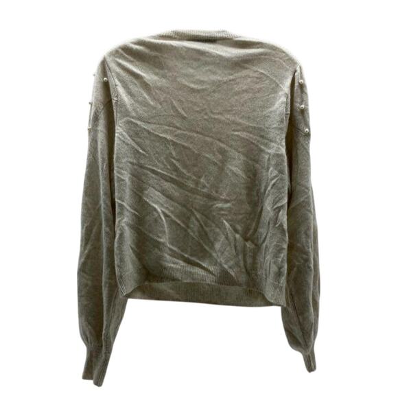 Autumn Cashmere Beige Gray Pearl Sleeve Puff Sweater M - Picture 4 of 6